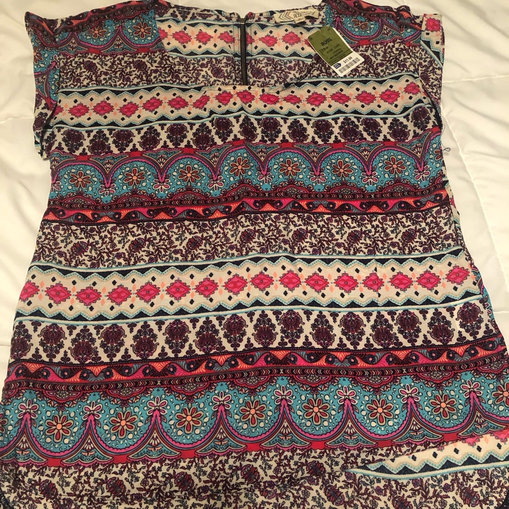 Pink Rose M top with zipper back multi color